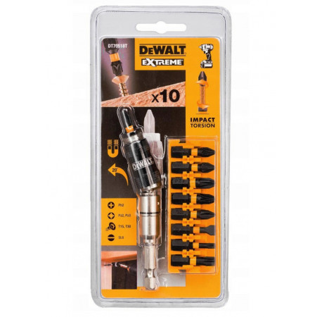 Набор бит Extreme Impact Torsion и магнитный держатель 10 шт DeWALT DT70518T цена