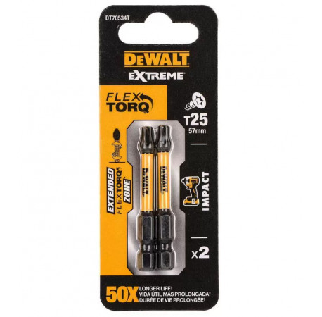 Набор бит Impact Flextorq Extreme Torx Т25 2 шт DeWALT DT70534T