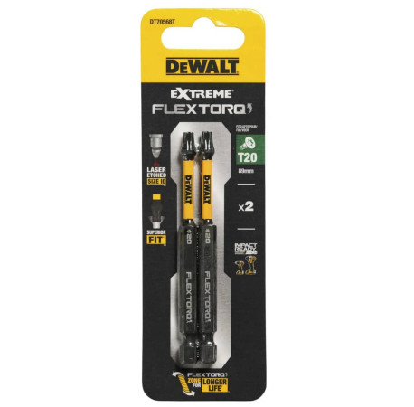 Набор бит Impact Flextorq Extreme Torx Т20 L89 2шт DeWALT DT70568T в магазине Tools DeWalt