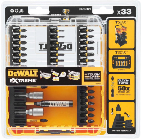 Набор бит Extreme FlexTorq и магнитный держатель 33 шт DeWALT DT70742T цена
