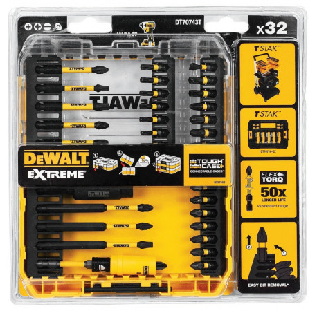 Набор бит Extreme FlexTorq и магнитный держатель 32 шт DeWALT DT70743T цена