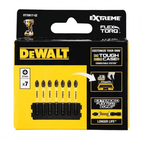 Касета з бітами FlexTorq набір біт 7шт Philips PH2 DeWALT DT70817 купити