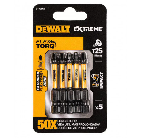 Набор бит Impact Flextorq Extreme Torx Т25 L57 DeWALT DT7396T