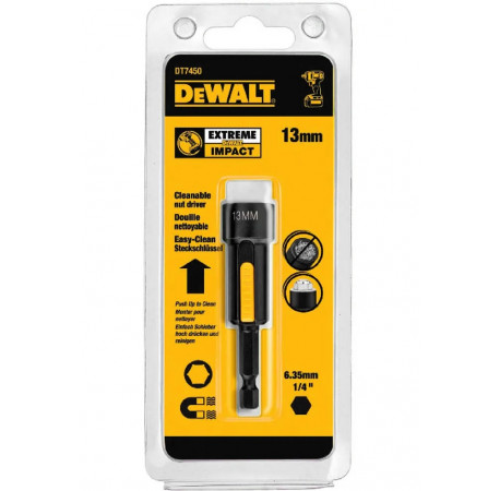 Головка торцевая магнитная 6-ти гранная Extreme 1/4x13 мм DeWALT DT7450 цена