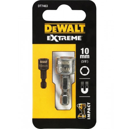 Голівка торцева магнітна 6-ти гранна Impact 1/4x10 мм DeWALT DT7463 ціна
