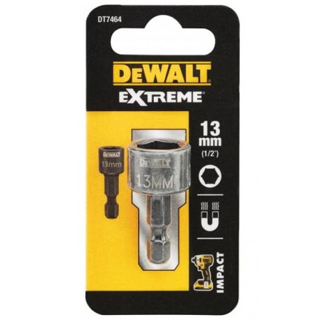 Голівка торцева магнітна 6-ти гранна Impact 1/4x13 мм DeWALT DT7464 купити