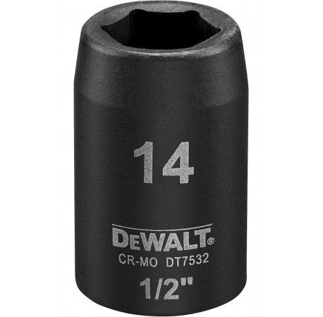 Головка торцевая ударная короткая 6-ти гранная Impact 1/2x14 мм DeWALT DT7532