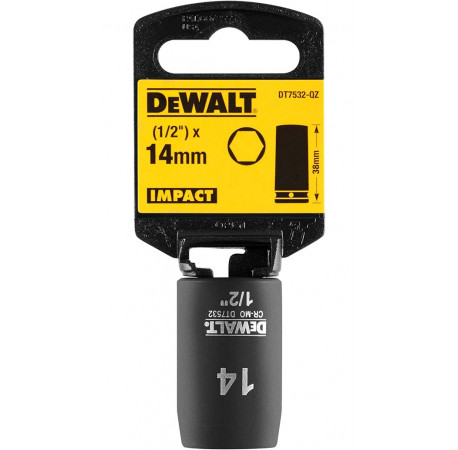 Головка торцевая ударная короткая 6-ти гранная Impact 1/2x14 мм DeWALT DT7532 купить