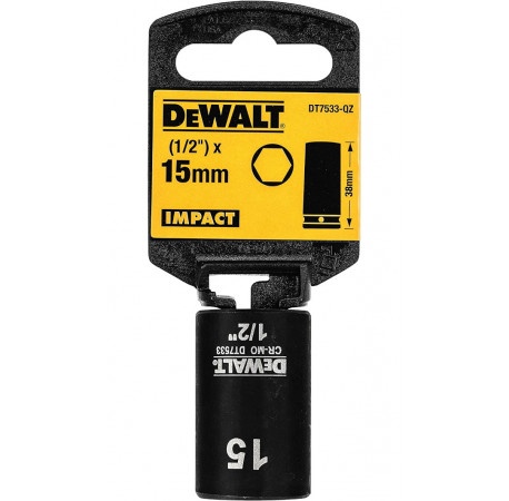 Голівка торцева ударна коротка 6-ти гранна Impact 1/2x15 мм DeWALT DT7533 купити