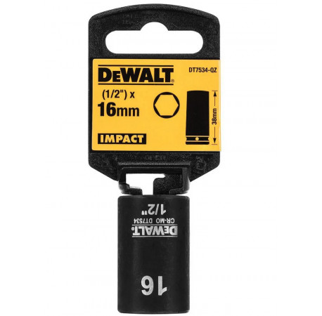 Голівка торцева ударна коротка 6-ти гранна Impact 1/2x16 мм DeWALT DT7534 купити