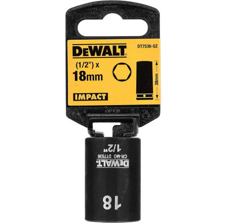 Голівка торцева ударна коротка 6-ти гранна Impact 1/2x18 мм DeWALT DT7536 купити