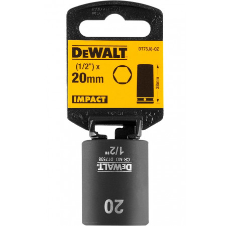 Голівка торцева ударна коротка 6-ти гранна Impact 1/2x20 мм DeWALT DT7538 купити