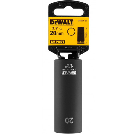 Головка торцевая ударная 6-ти гранная удлиненная Impact 1/2x20 мм DeWALT DT7554 купить