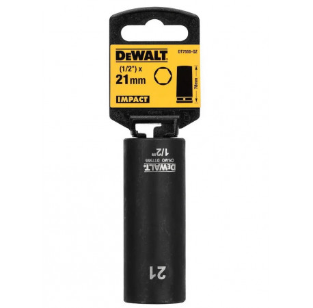Головка торцевая ударная 6-ти гранная удлиненная Impact 1/2x21 мм DeWALT DT7555 купить