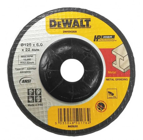 Круг шліфувальний High Performance по металу 125х6х22.2 DeWALT DW4543AIA
