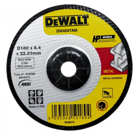 Круг отрезной High Performance по металлу 180х6.3х22.2 DeWALT DW4547AIA
