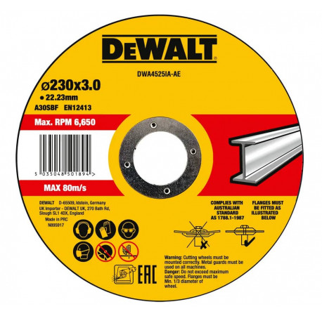 Круг відрізний High Performance по металу 230х3х22.2 DeWALT DWA4525IA
