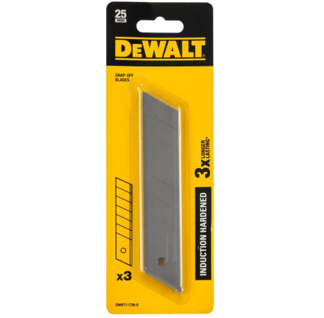 Лезвия запасные для ножа с отломными сегментами 25мм 3шт DeWALT DWHT11726-0 цена
