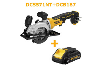 Пила дисковая аккумуляторная бесщёточная DeWALT DCS571NT+DCB187