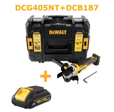 Кутова шліфмашина Болгарка акумуляторна DeWALT DCG405NT+DCB187