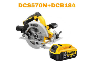 Пила дискова DeWALT DCS570N+DCB184 акумуляторна
