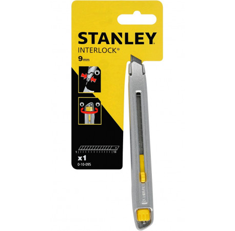 Ніж Interlock строительный сегментный 135 мм лезвие 9 мм Stanley 0-10-095 купить