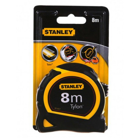 Рулетка вимірювальна Tylon 8 м пластмасовий прорезинений корпус Stanley 0-30-657 ціна