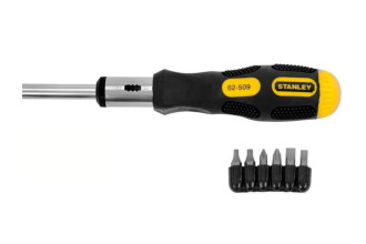 Отвертка-битодержатель 6 Way Ratchet реверсивная с битами набор 6 сменных бит Stanley 0-62-509