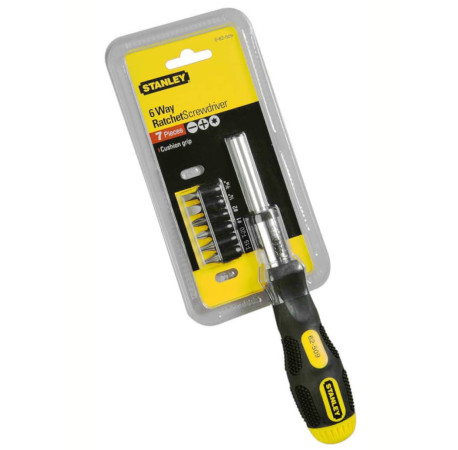 Викрутка-бітотримач 6 Way Ratchet реверсивна з бітами набір 6 змінних біт Stanley 0-62-509 ціна