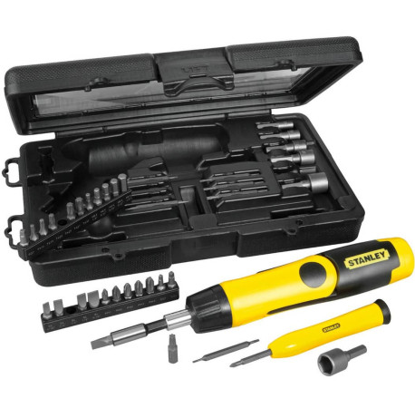 Викрутка-бітотримач реверсивна Pistol Grip Ratchet з бітами набір 37 змінних біт STANLEY 0-63-038 ціна
