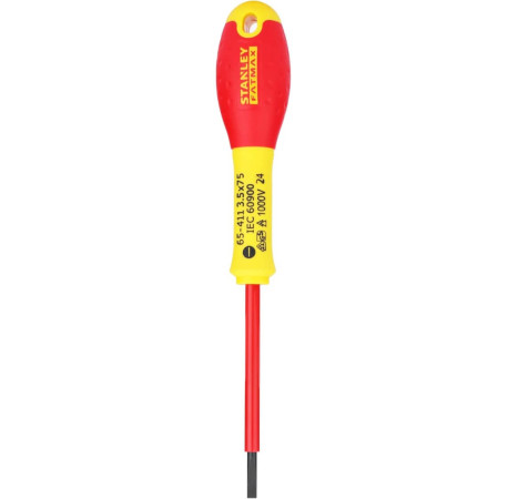 Отвертка электрика FatMax VDE 1000V 75мм с параллельным жалом шлиц SL3.5 Stanley 0-65-411 цена