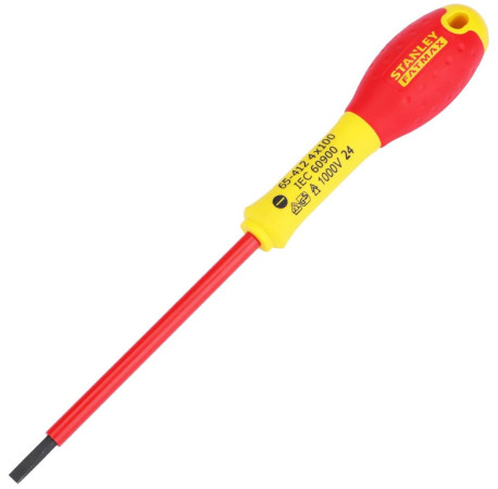 Викрутка електрика FatMax VDE 1000V 100мм з паралельним жалом шліц SL4 Stanley 0-65-412