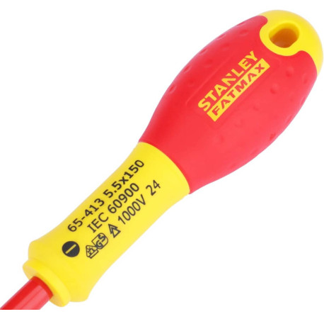 Викрутка електрика FatMax VDE 1000V 150мм з паралельним жалом шліц SL5.5 Stanley 0-65-413 В Тулс ДеВолт