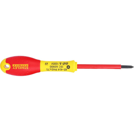 Викрутка електрика FatMax VDE 1000V діелектрична хрестова 75мм Ph0 Stanley 0-65-414 ціна