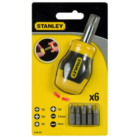 Отвертка набор Multibit Stubby 6 сменных бит STANLEY 0-66-357 в магазине Tools DeWalt