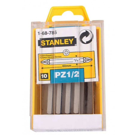 Бита двусторонняя Pozidriv 1/4 L60 Pz1-Pz2 Stanley 1-68-786