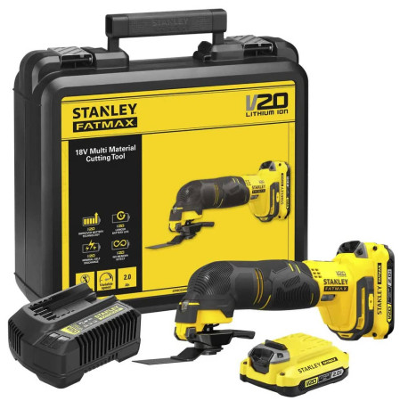 Багатофункціональний інструмент акумуляторний реноватор Li-Ion 18В 2Аг Stanley Fatmax SFMCE500D2K ціна