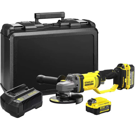 Шлифмашина угловая болгарка аккумуляторная Li-lon 18B 4Ач 125мм 8500об Stanley Fatmax SFMCG400M2K цена