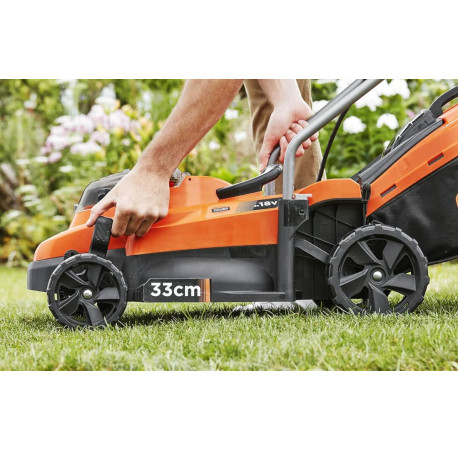 Газонокосарка акумуляторна 32см Li-lon 18В 4Аг Black+Decker BCMW33184L2 фото