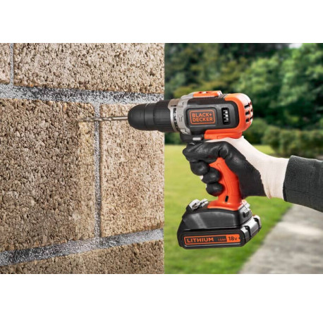Дриль-шуруповерт ударний акумуляторний Li-lon 18В 1.5Аг 45Нм Black+Decker BCD003C1 