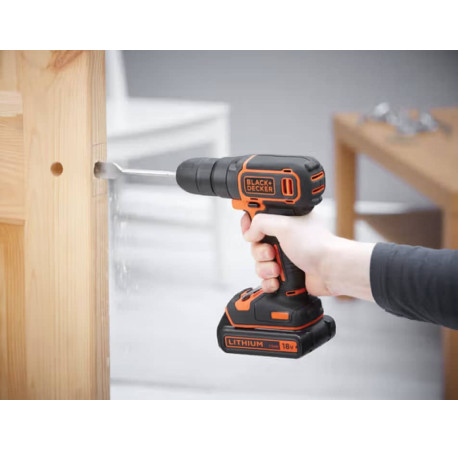 Дриль-шурупокрут акумуляторний Li-lon 18В 1.5Аг 30Нм Black+Decker BDCD18 в магазині Tools DeWalt